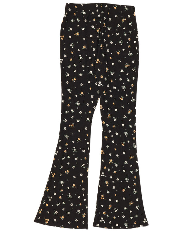 Topshop Dame Flare Leggings UK 10 Small W26 L31 Black Floral Polyester
