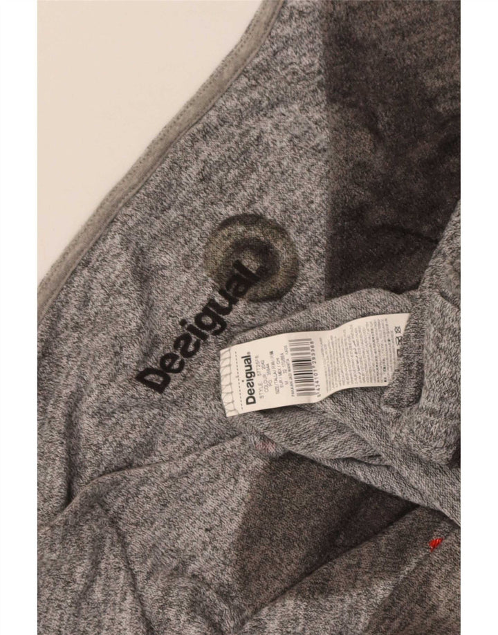 Desigual Womens Grafisk Top 3/4 ærme UK 14 Medium Grå Geometrisk