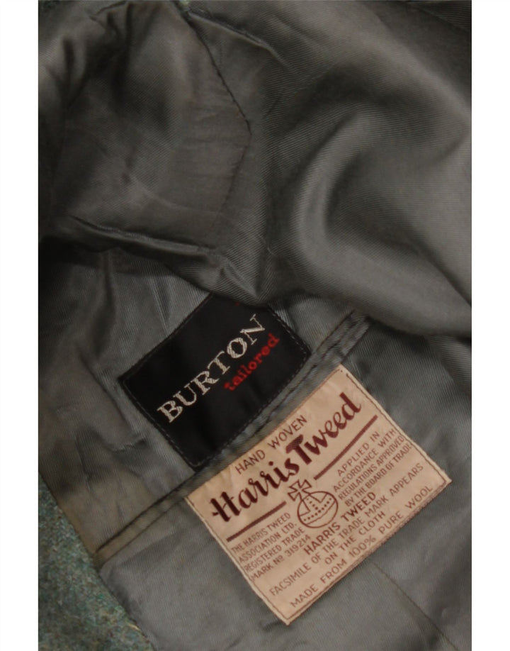 BURTON Herre skræddersyet 2-knaps blazerjakke UK 38 Medium Green Virgin Wool