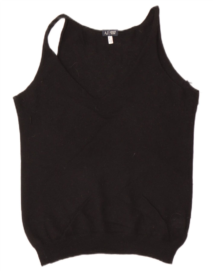 Armani Jeans Dame Vest Tank Top IT 44 Medium Sort Angora