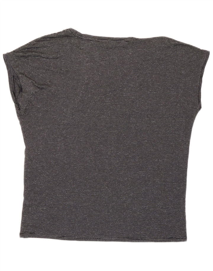 Marks & Spencer Dame Oversized T-Shirt Top UK 10 Lille Sort Stribet