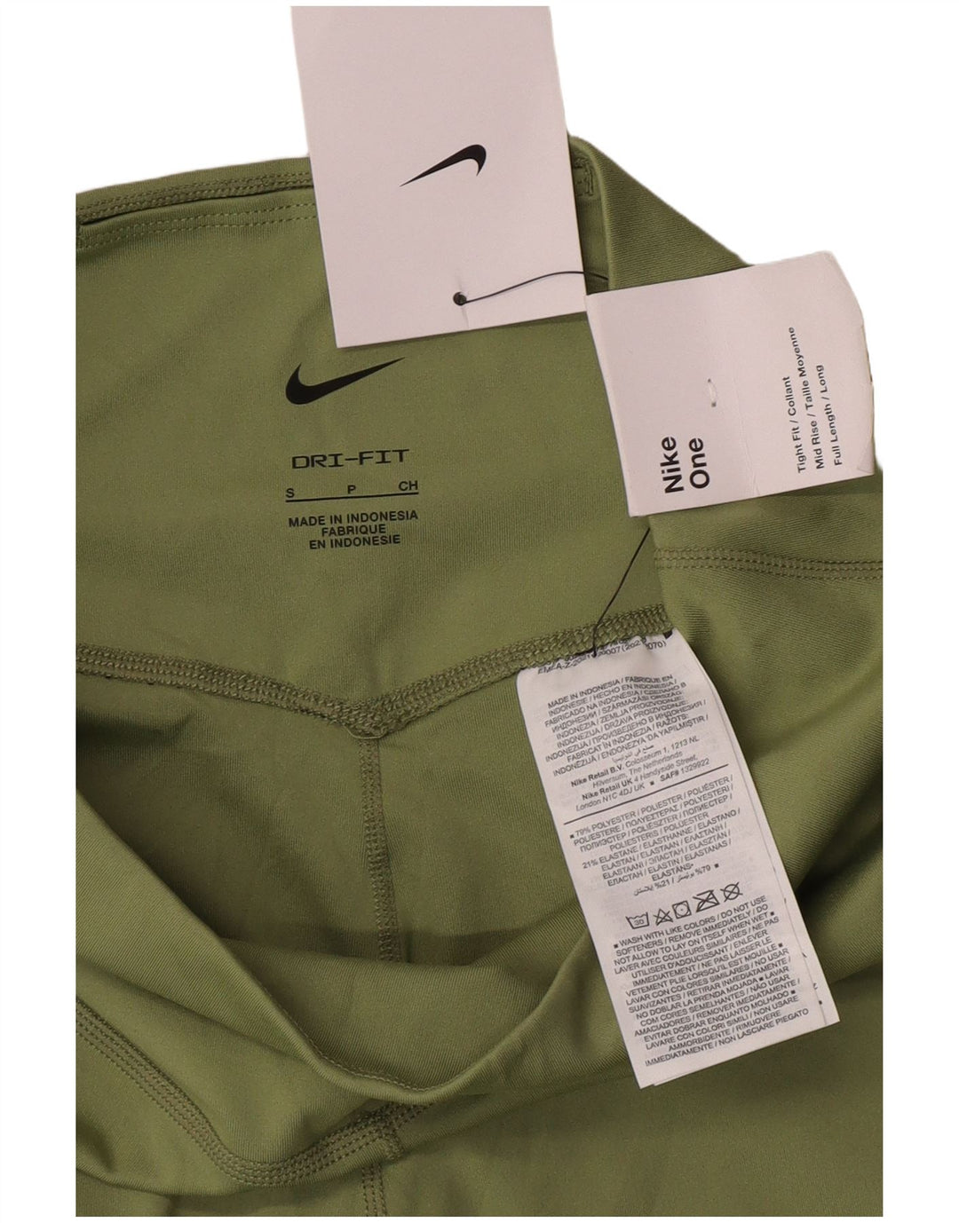 Nike Dame Dri Fit Leggings UK 10 Small Green Polyester