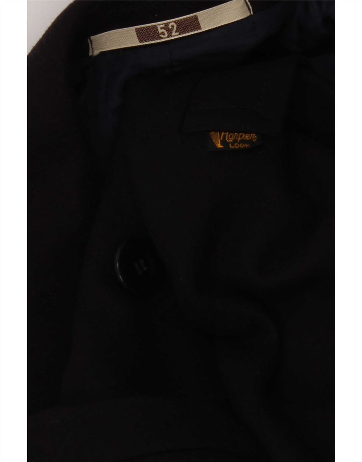 Vintage Herre Pea Coat IT 52 XL Navy Blue Viscose