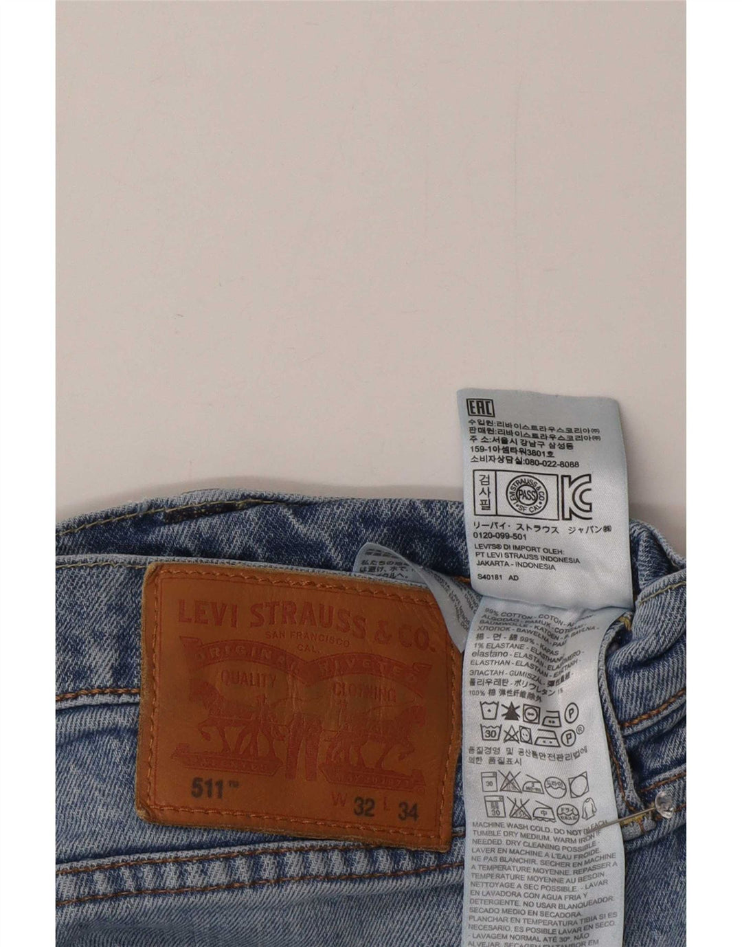 Levi's Herre 511 Slim Jeans W32 L28 Blå Bomuld