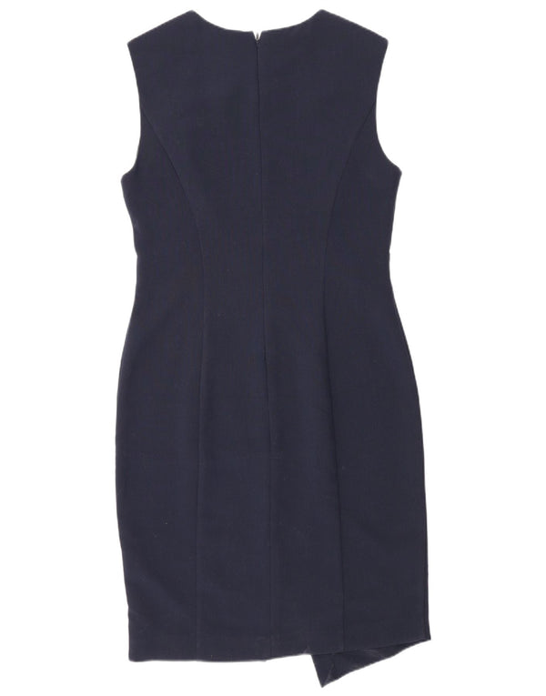 Topshop Dame Ærmeløs Skede Kjole UK 12 Medium Navy Blue Polyester