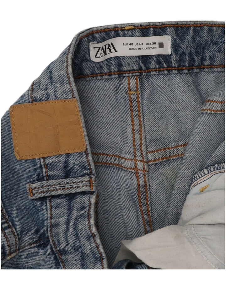 Zara Dame Distressed Tapered Jeans EU 40 Medium W30 L27 Blå Bomuld