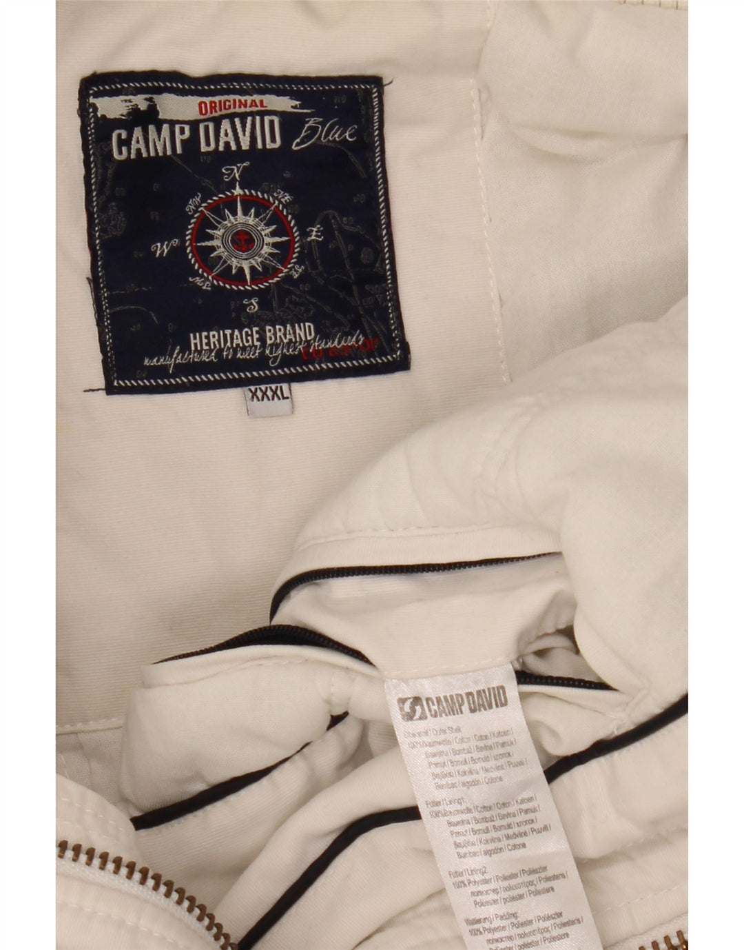 Camp David Herre Grafisk Bomber Jacket UK 46 3XL Hvid Bomuld