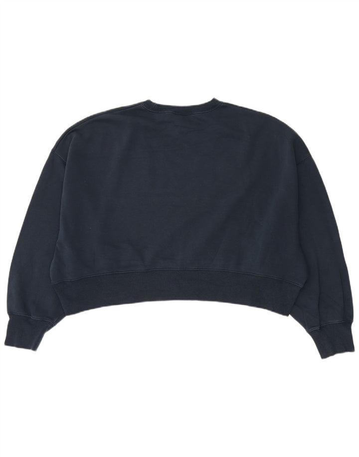Nike Womens Oversized Crop Graphic Sweatshirt Jumper UK 14 Medium Navy Blue