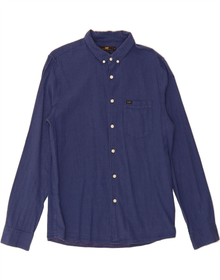 LEE Mens Shirt Medium Navy Blue Spotted Cotton Vintage Lee and Second-Hand Lee from Messina Hembry 