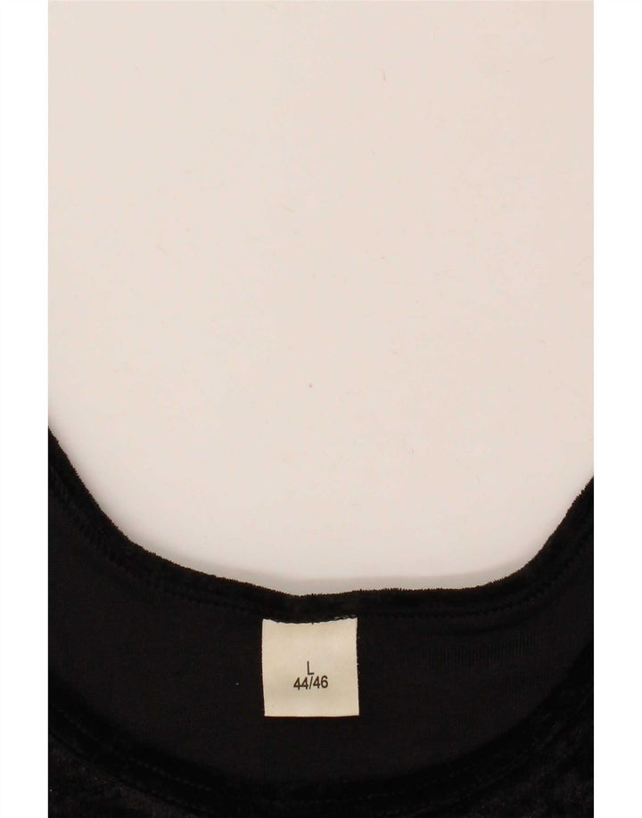 Vintage Dame Ærmeløs bluse Top IT 44/46 Stor Sort Polyester
