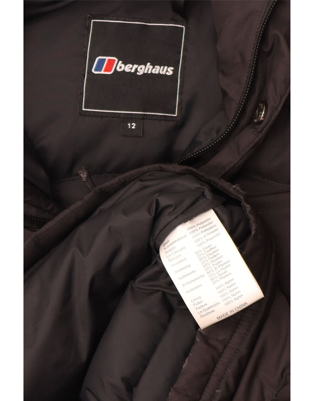 Berghaus Polstret frakke med hætte til kvinder UK 12 Medium Sort Polyester