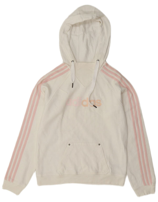 Adidas Graphic Hoodie Jumper UK 12 Medium White Bomuld