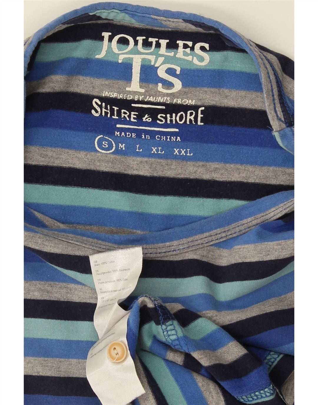 Joules herre T-shirt top lille blå stribet bomuld