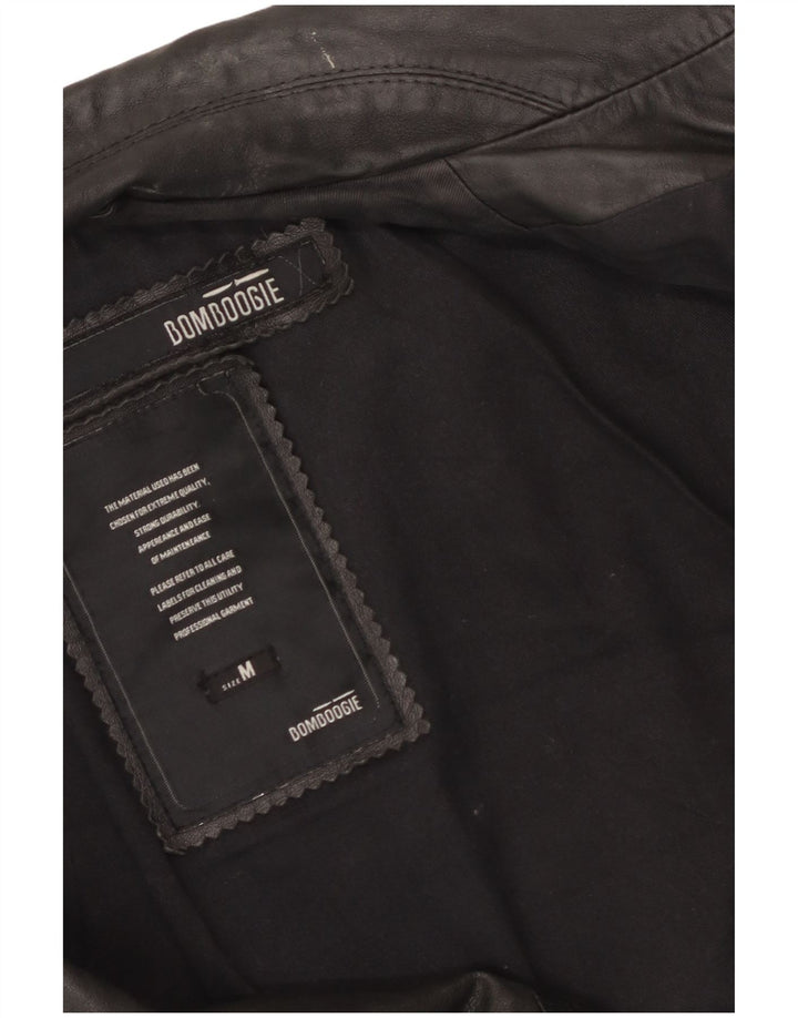 Bomboogie Dame Læder Biker Jacket UK 14 Medium Sort