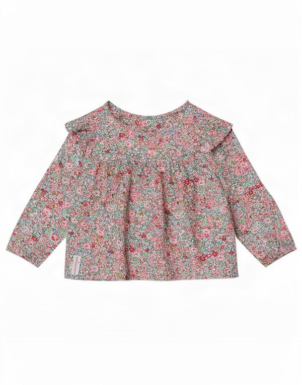 Joules Baby Girls Top Langærmet 12-18 Måneder Flerfarvet Floral Viscose