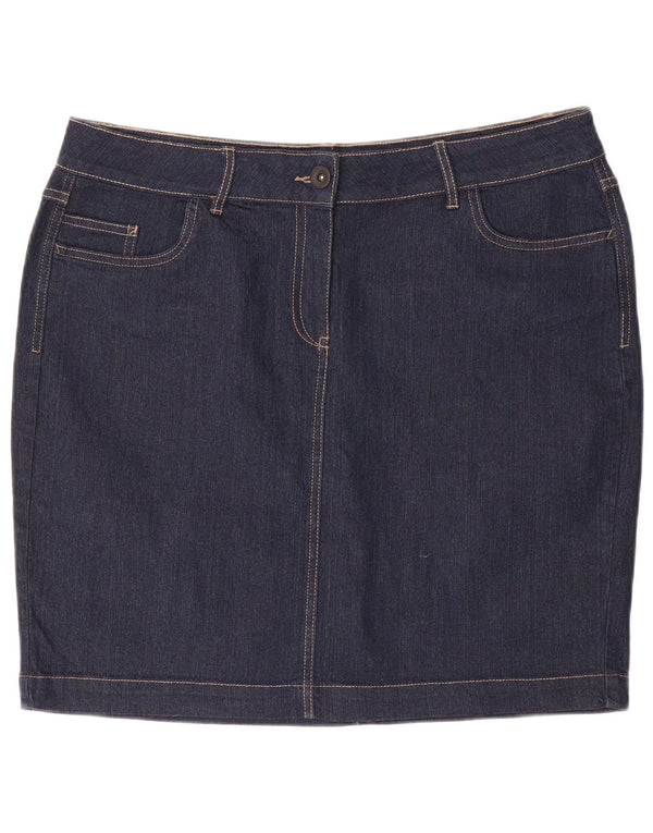 MARKS & SPENCER Dame mini denimnederdel UK 16 Large W36 Navyblå Bomuld
