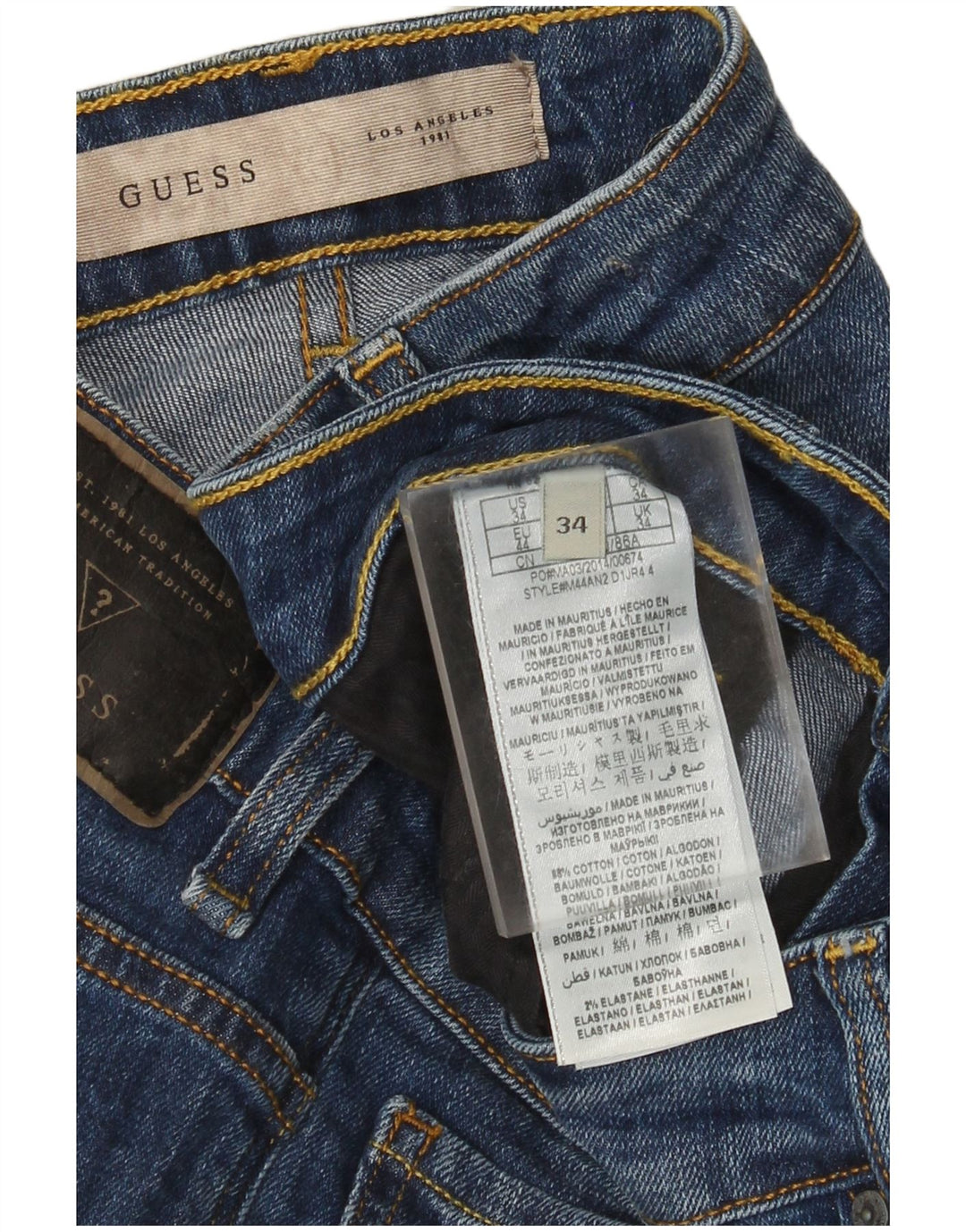 Guess Straight Jeans til mænd W34 L32 blå bomuld