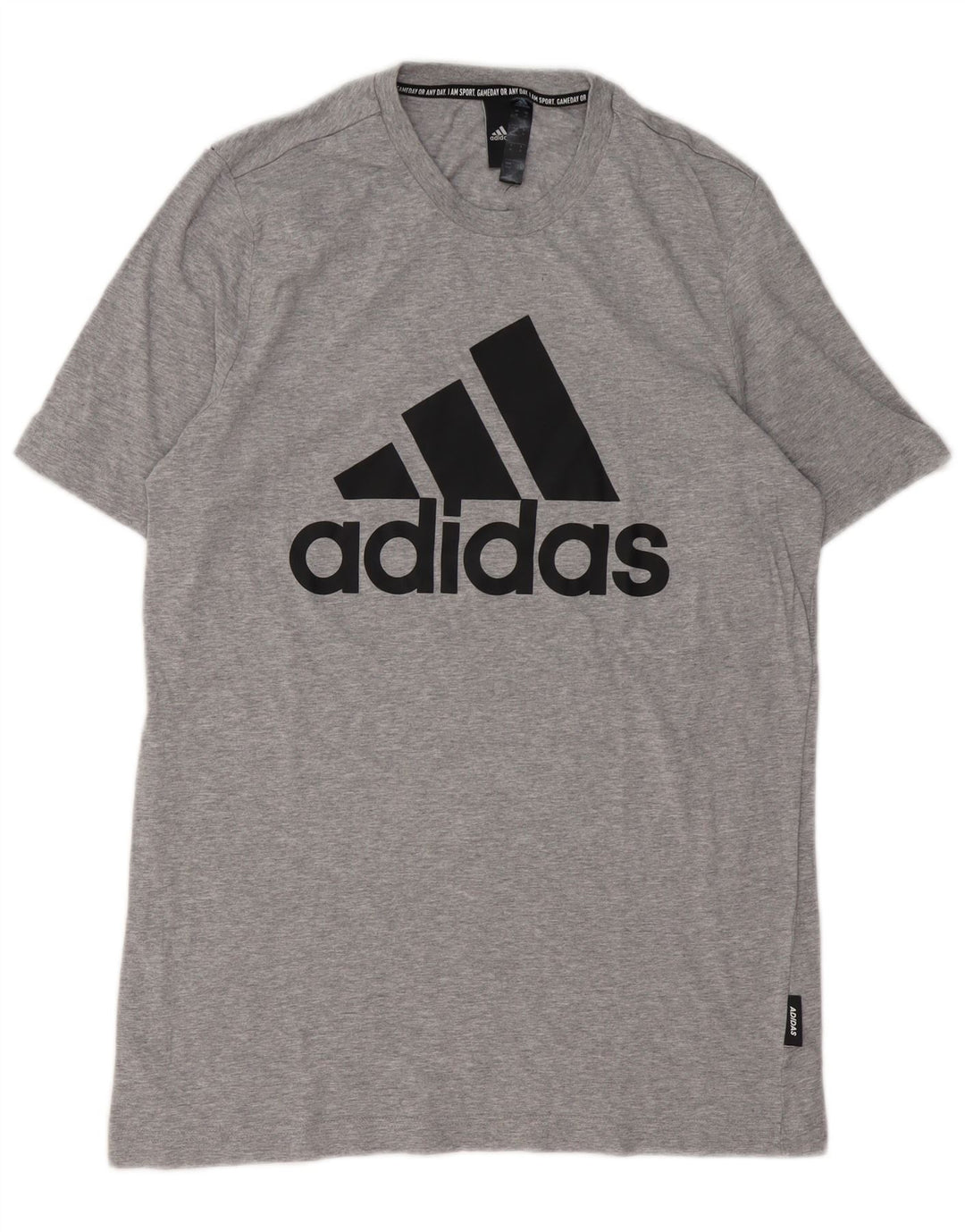 ADIDAS grafisk t-shirt til mænd, mellemgrå flækket bomuld