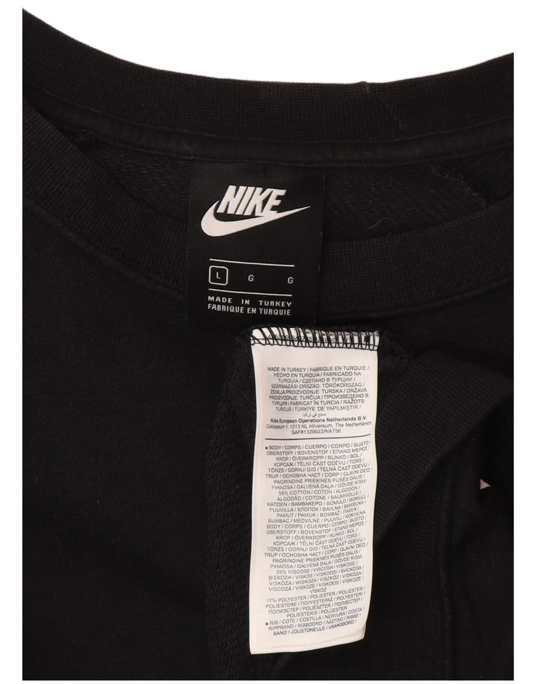 Nike Dame Oversized Grafisk Sweatshirt Jumper UK 16 Stor Sort Bomuld