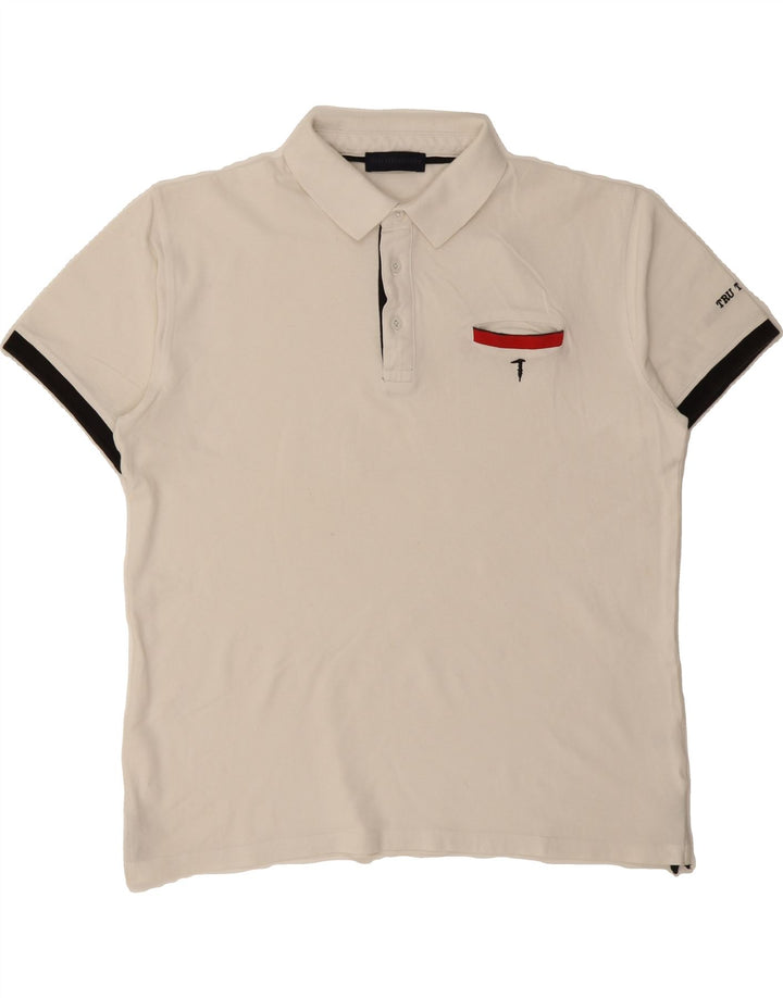 TRUSSARDI Mens Polo Shirt Large Off White Vintage Trussardi and Second-Hand Trussardi from Messina Hembry 