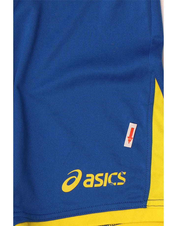 Asics Boys Sports Shorts 11-12 år Large Blue Colourblock Polyester