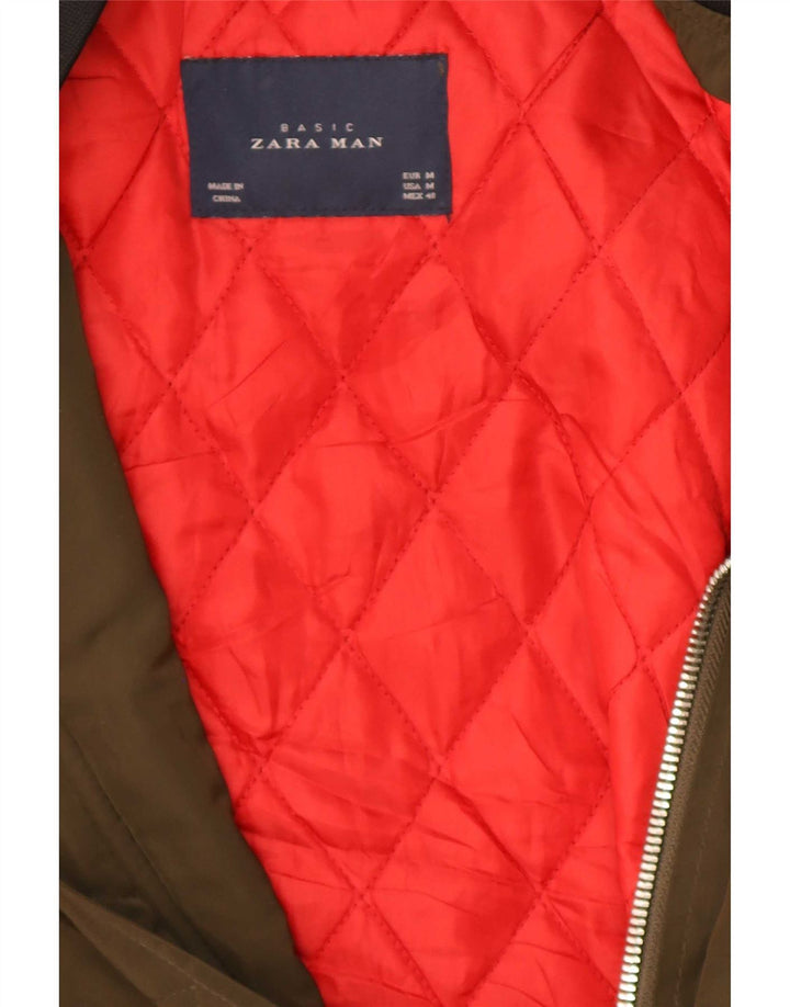 Zara Bomber Jacket UK 38 Medium Khaki Colourblock Polyester