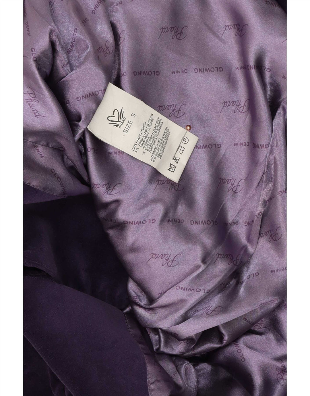 Phard Dame 2 Button Velvet Blazer Jacket UK 10 Small Purple Bomuld