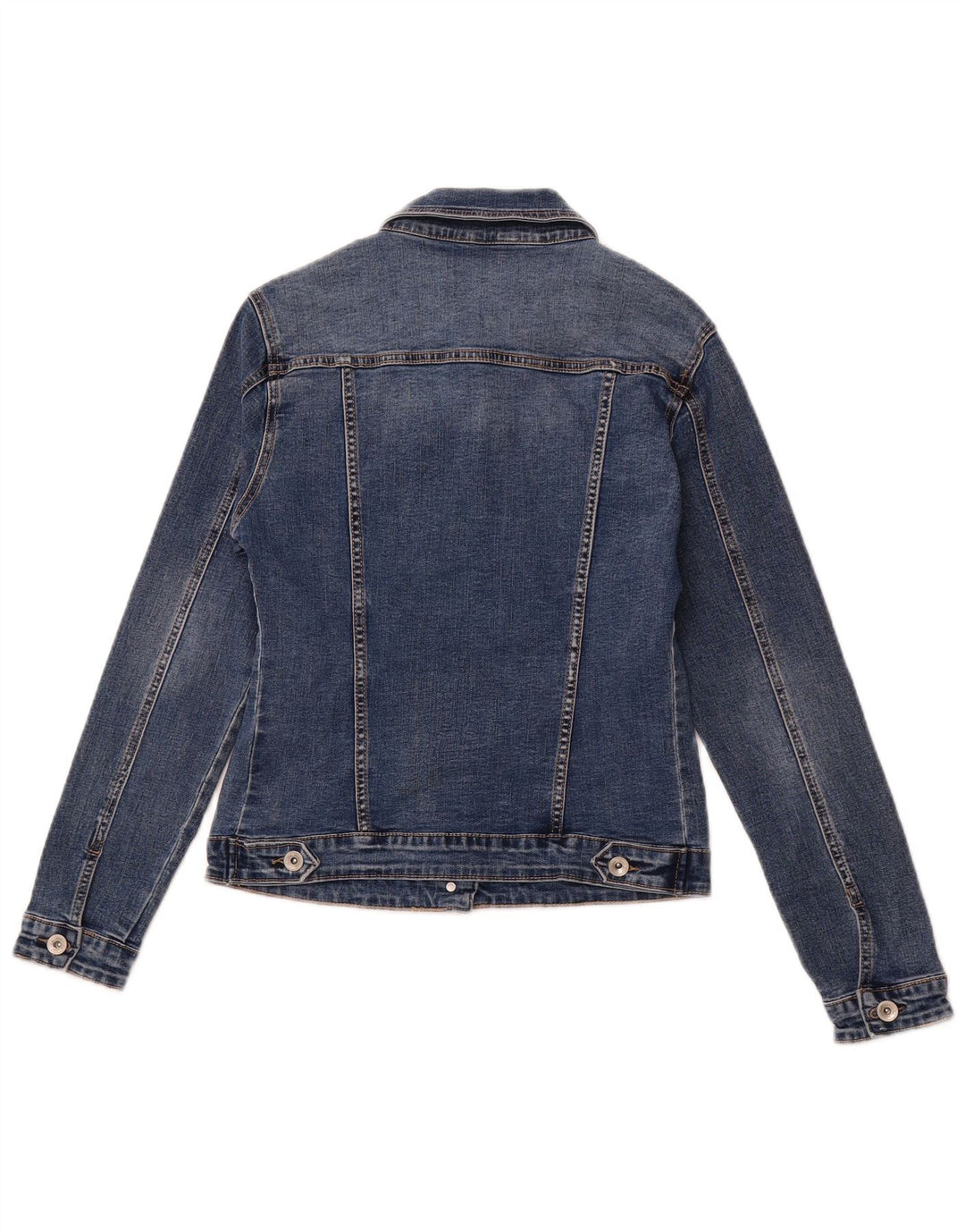 VINTAGE Womens Denim Jacket UK 12 Medium Navy Blue Cotton