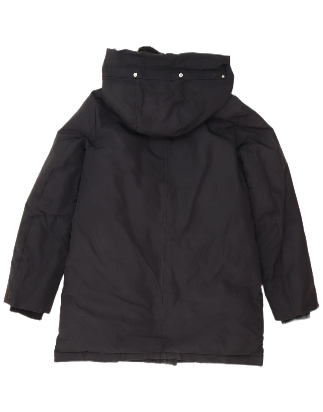 Zara Dame Hooded Parka Jacket UK 6 XS Sort Polyester