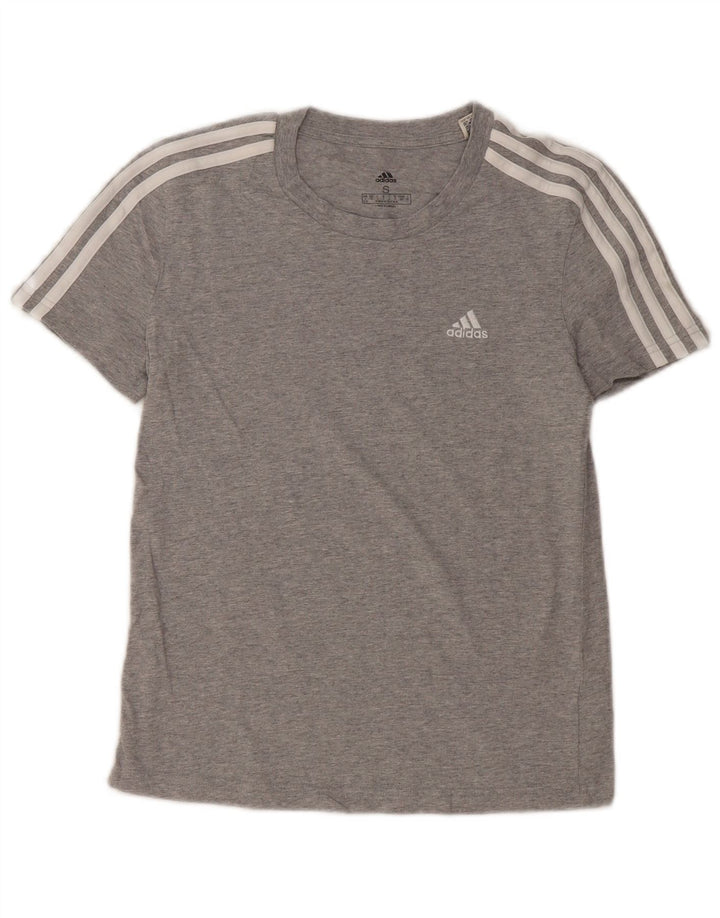 Adidas Womens Crop T-Shirt Top UK 8/10 Small Grey Cotton