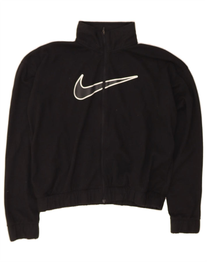 NIKE Womens Dri Fit Graphic Tracksuit Top Jacket UK 14 Medium Black Vintage Nike and Second-Hand Nike from Messina Hembry 