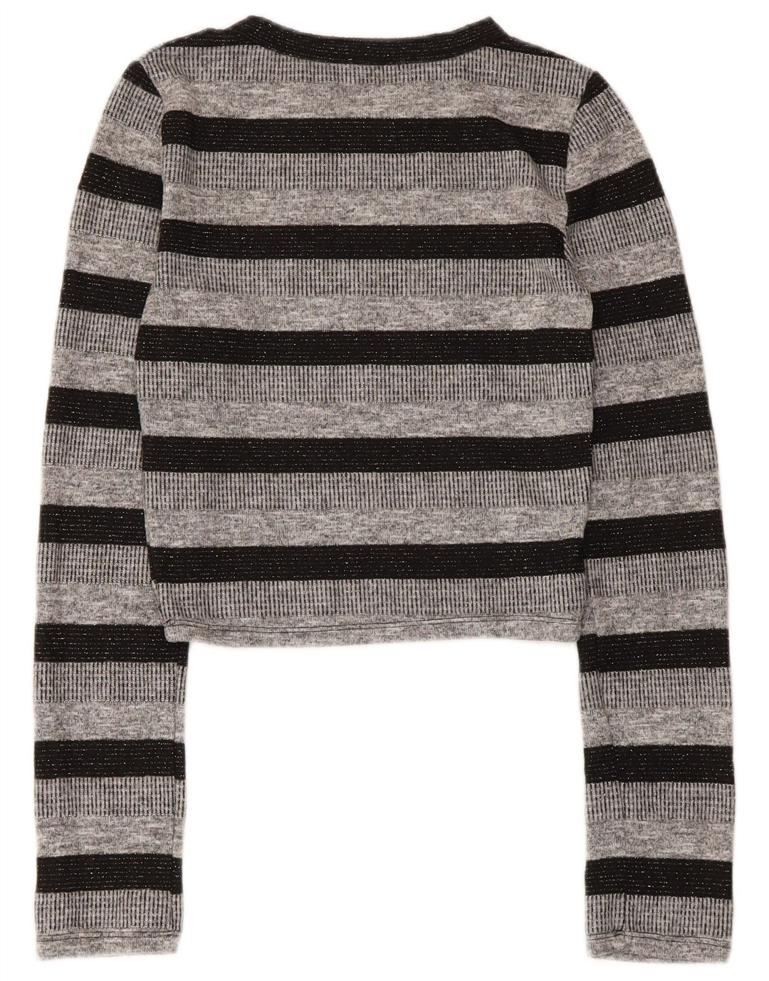 Zara Dame Trafaluc Crop Top Langærmet UK 8 Lille grå stribet polyester