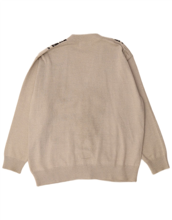 Vintage herre cardigan sweater XL grå argyle/diamant bomuld