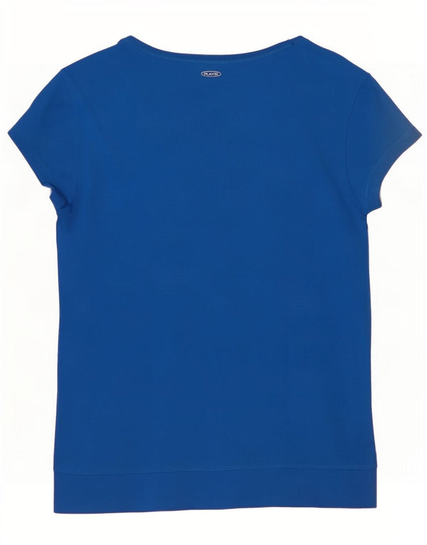 Reebok Dame T-Shirt Top UK 8/10 Small Blue Polyester