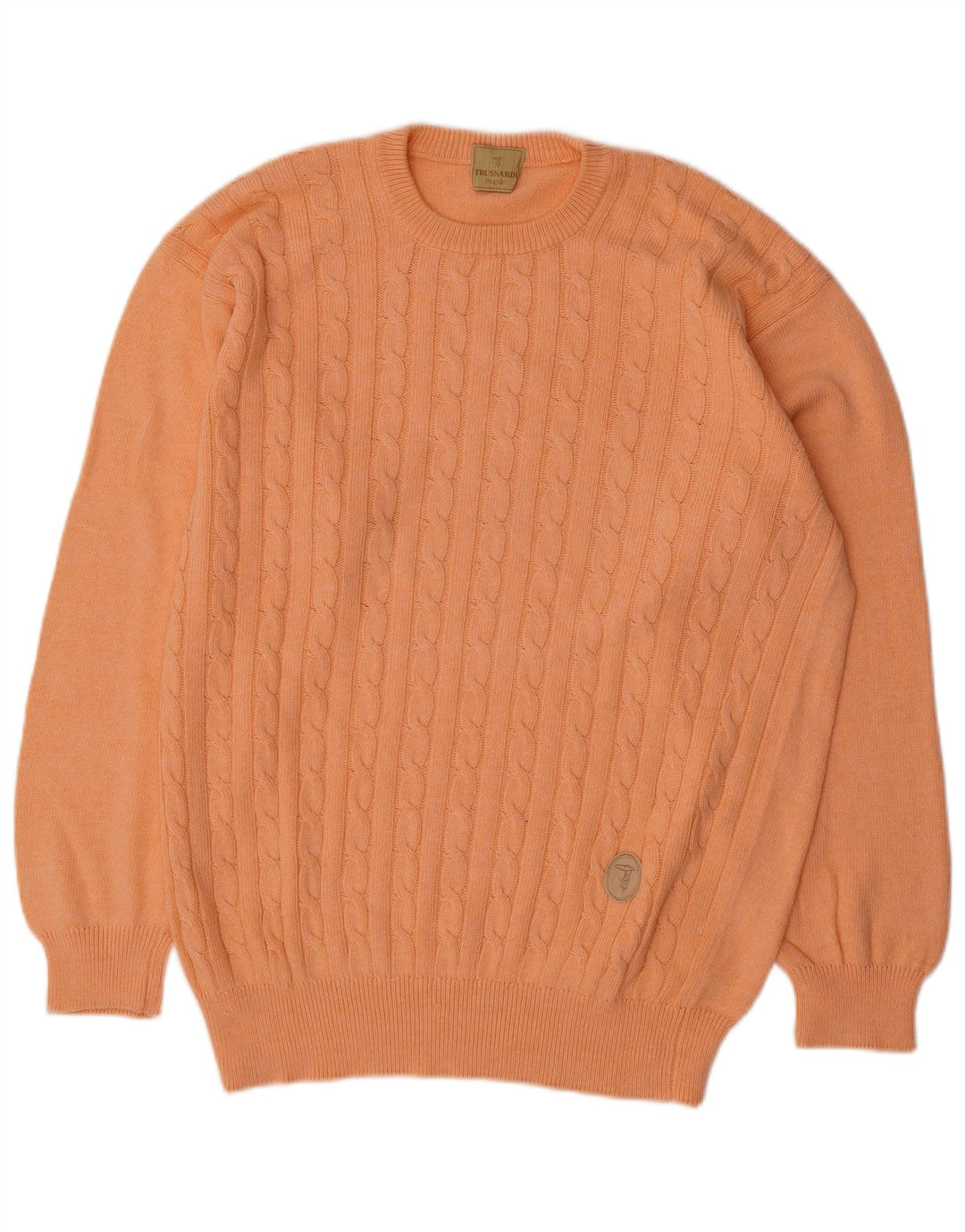 Trussardi Herre Boat Neck Jumper Sweater Stor Orange Bomuld