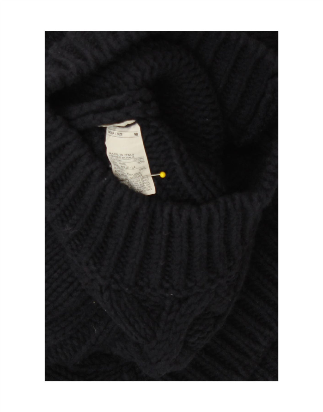 Sisley Dame Turtle Neck Jumper Sweater UK 14 Medium Navy Blue Wool