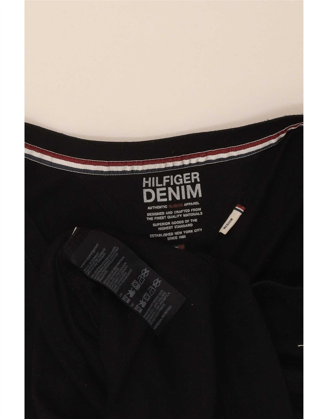 Tommy Hilfiger Dame Top Langærmet UK 12 Medium Sort Bomuld