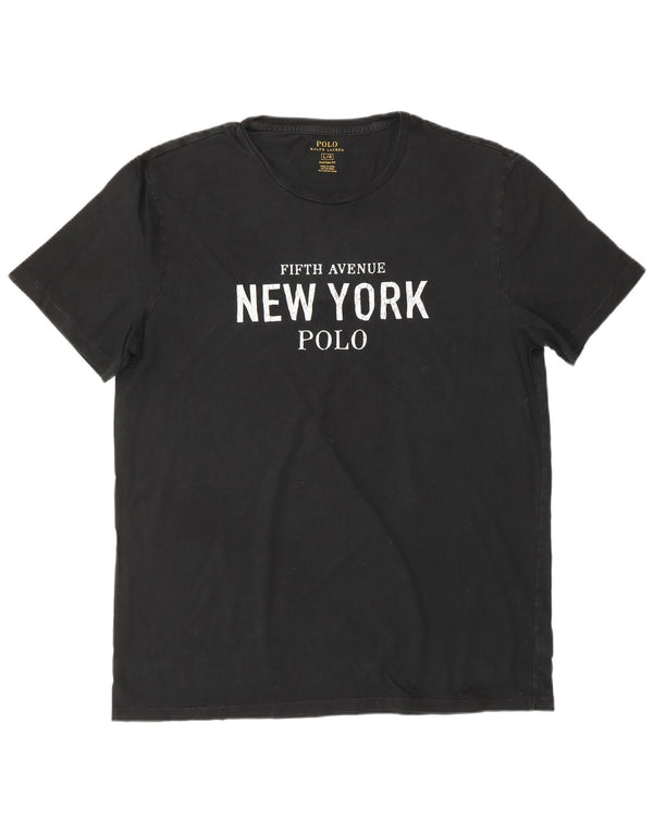 POLO RALPH LAUREN Mens Custom Fit Graphic T-Shirt Top Large Black Cotton