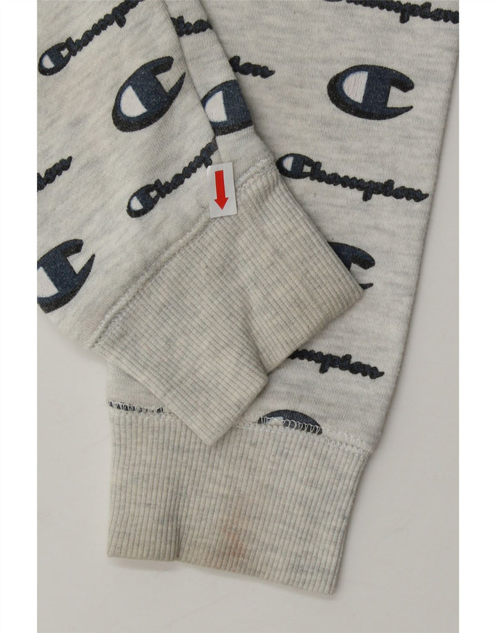 CHAMPION Boys Graphic Hoodie Jumper 9-10 Years Medium Grey Cotton Vintage Champion and Second-Hand Champion from Messina Hembry 
