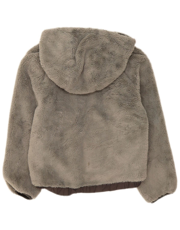 Zara Girls Teddy Bear Hooded Fleece Jacket 11-12 Years Grey Polyamide