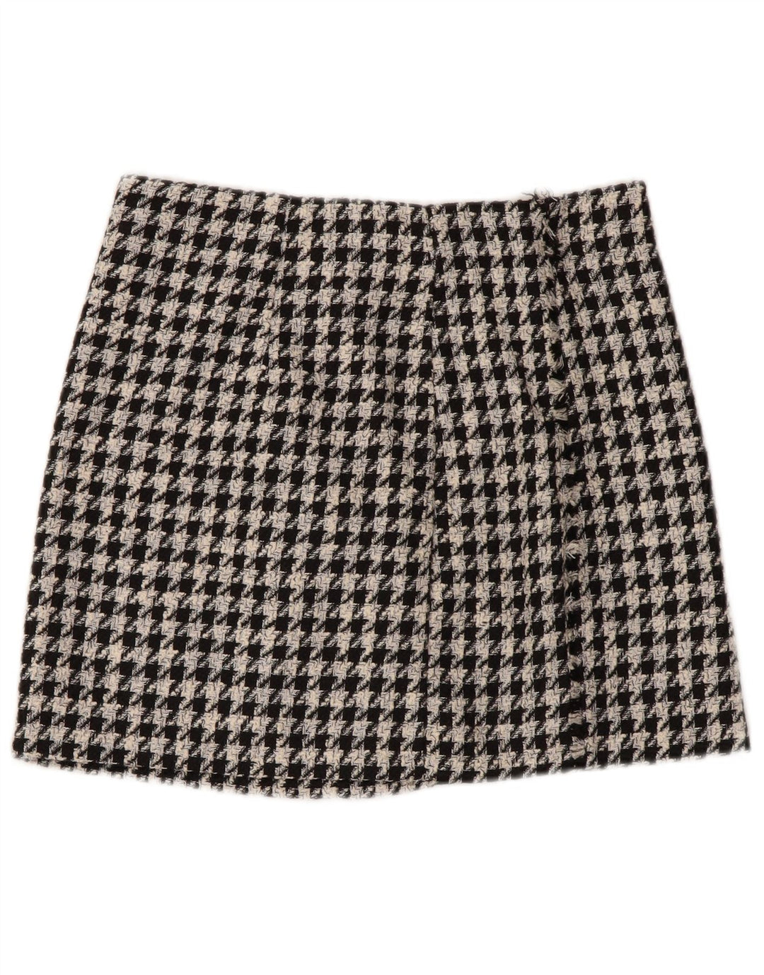 Zara Mini-nederdel til kvinder Small W26 Sort Houndstooth Polyester