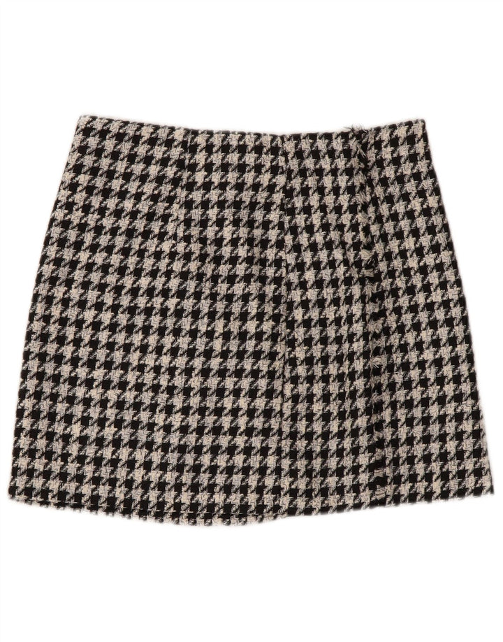 Zara Mini-nederdel til kvinder Small W26 Sort Houndstooth Polyester