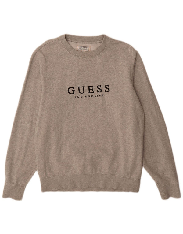 Guess Herre grafisk sweatshirt Jumper UK 34 XS Grå Flecked Bomuld