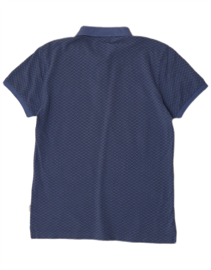 Henry Cottons Herre Slim Fit Polo Shirt Medium Blue Geometric