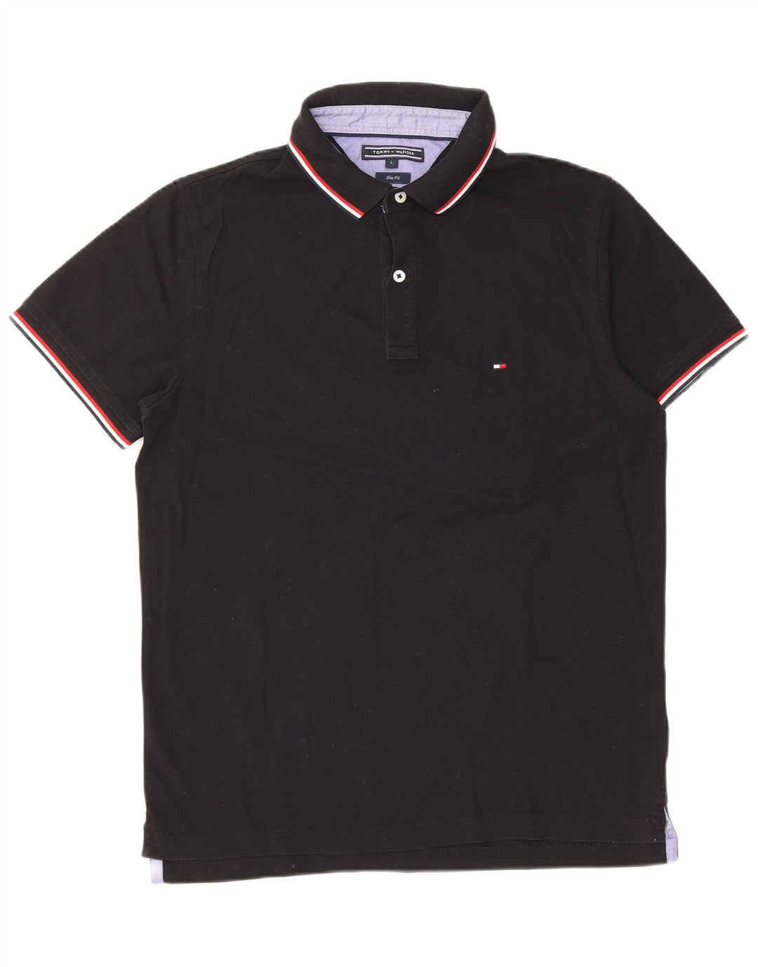 TOMMY HILFIGER Slim Fit poloshirt til mænd Stor sort bomuld
