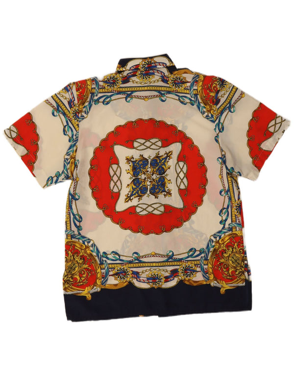 Vintage kvinders abstrakt mønster skjorte bluse UK 16 Large Multicolor