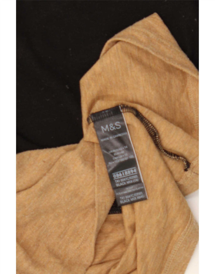 Marks & Spencer Dame Top Langærmet UK 14 Medium Sort Colourblock