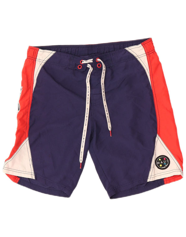 Maui and Sons Mens Graphic Swimming Shorts Medium Navy Blue Colourblock