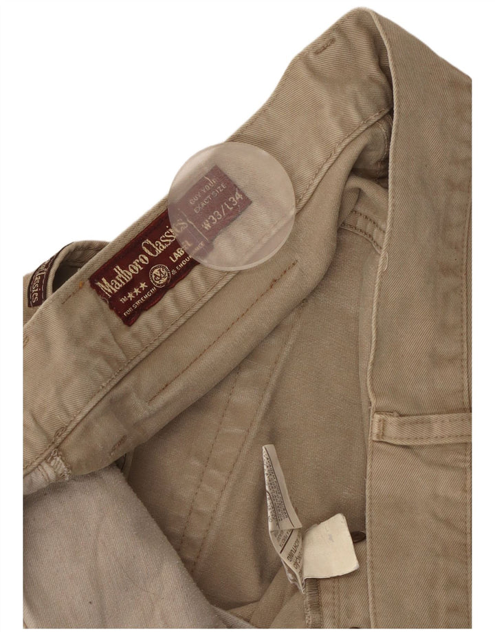 MARLBORO CLASSICS Straight Casual bukser til mænd W33 L28 Beige Bomuld