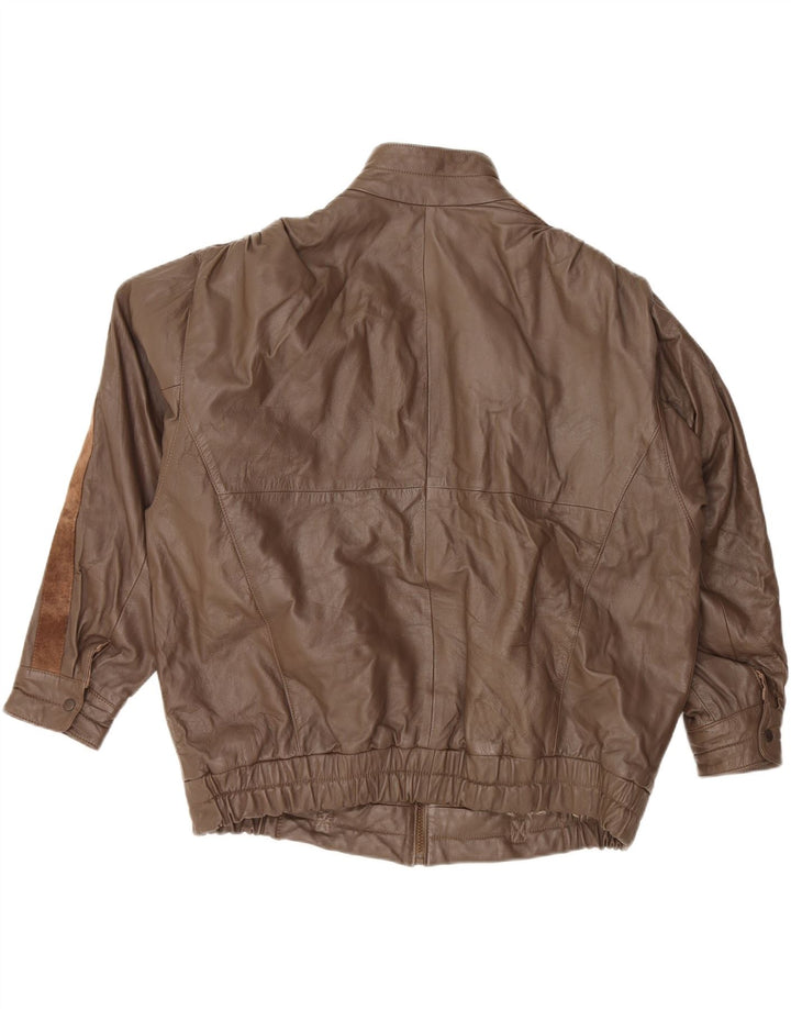 VINTAGE Mens Sherpa Leather Jacket UK 44 2XL Brown Leather Vintage Vintage and Second-Hand Vintage from Messina Hembry 